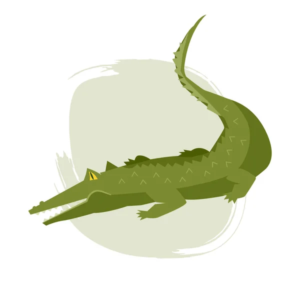浅色背景下的鳄鱼或鳄鱼手绘矢量画笔装饰图 — 图库矢量图片
