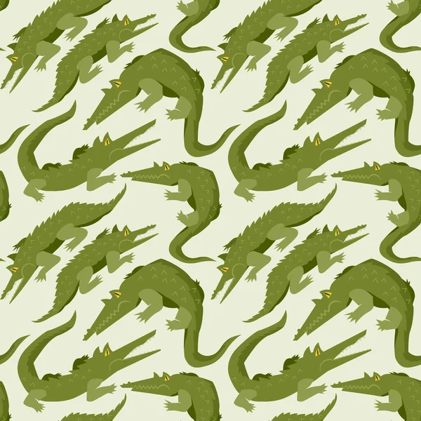Бесшовный, бесконечный рисунок с угрожающими аллигаторами или крокодилами, может быть использован в качестве отпечатка на детской одежде, векторная иллюстрация EPS 10 — стоковый вектор