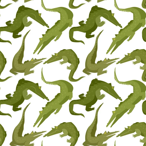 Bezproblémový, nekonečný vzor s hrozivými aligátory nebo krokodýly, lze použít jako potisk na dětské oblečení, vektorové eps 10 ilustrace — Stockový vektor