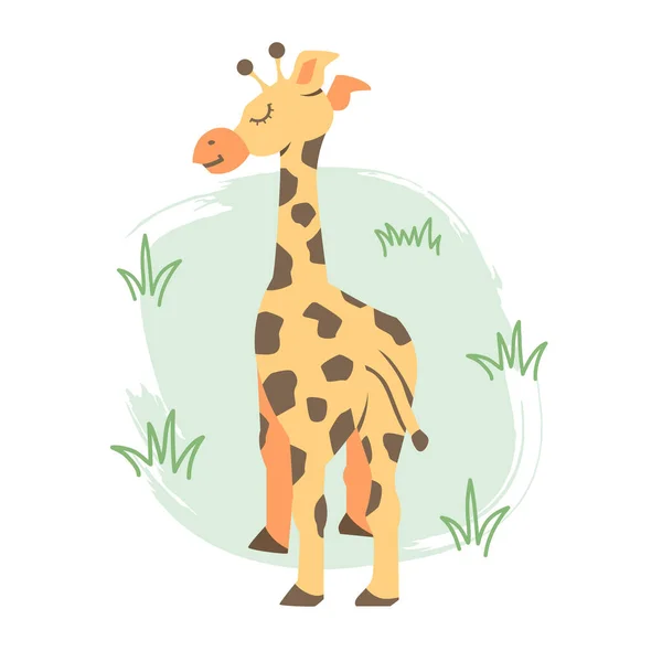 Girafa colorida bonito de ilustração estilo cartoon isolado no fundo de luz, vetor eps 10 ilustração —  Vetores de Stock
