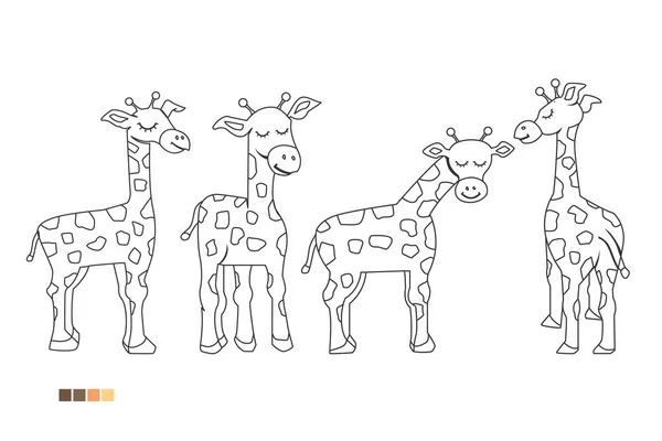 Livro Para Colorir Para Crianças Conjunto Girafas Ilustração Girafa Desenho —  Vetores de Stock