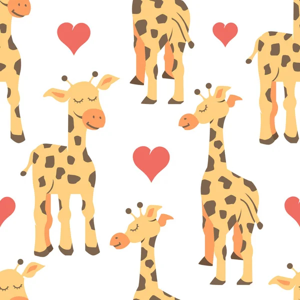 Vektor Nahtloses Muster Mit Paar Giraffen Kann Als Druck Auf — Stockvektor