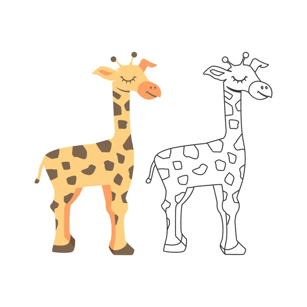 Kleurboek Voor Kinderen Set Giraffen Illustratie Van Cartoon Giraffe Vector — Stockvector
