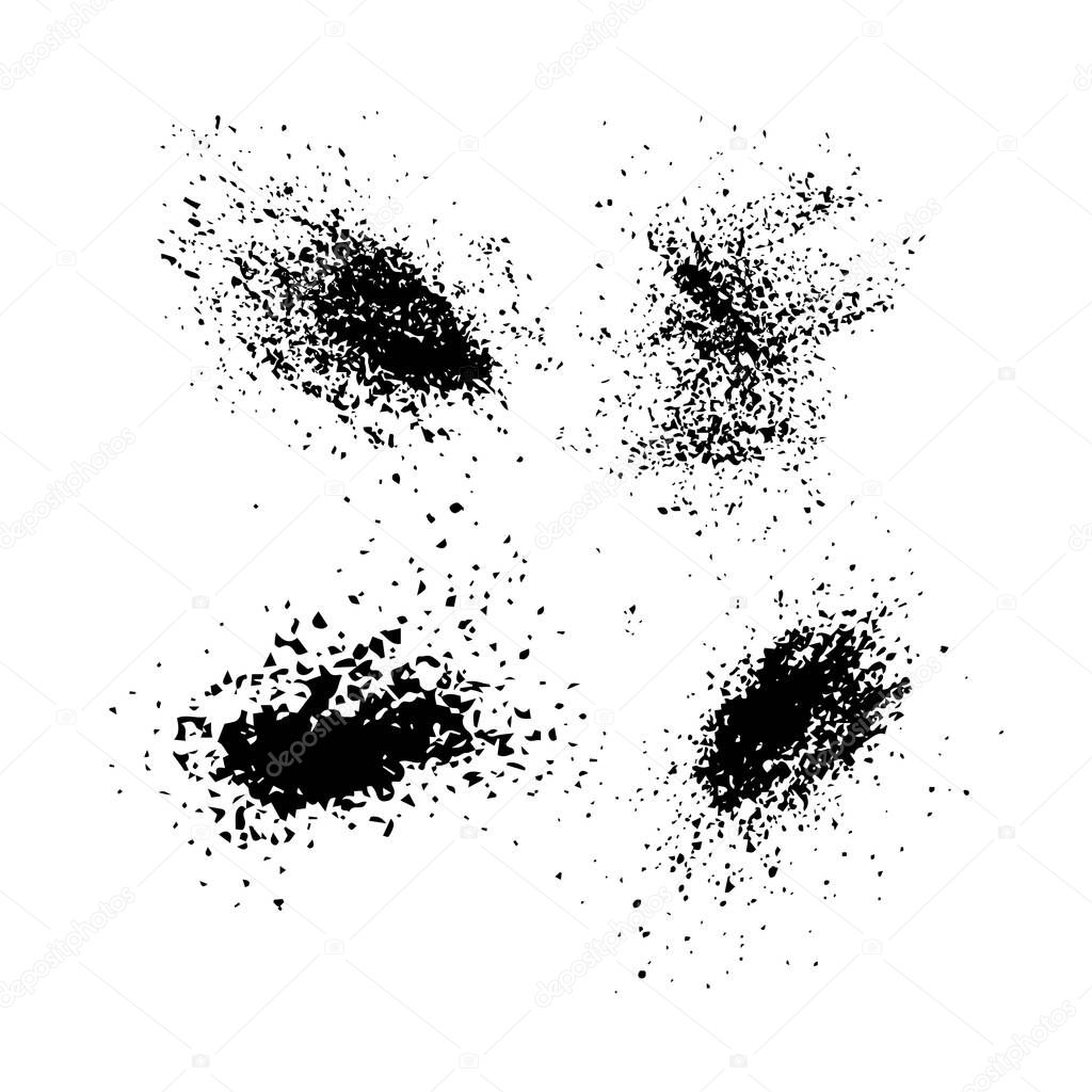Set of Grunge Texture for your design, black spray isolated on a white background, vector EPS10 format
