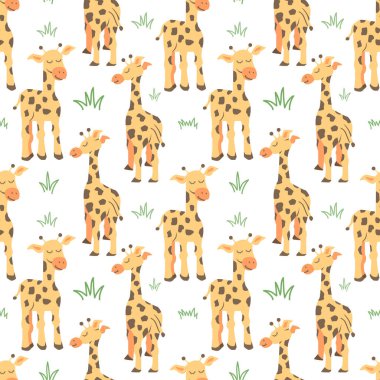 Çift zürafalı vektör deseni, çocuk giysilerinde parmak izi olarak kullanılabilir, vektör 10 biçimi