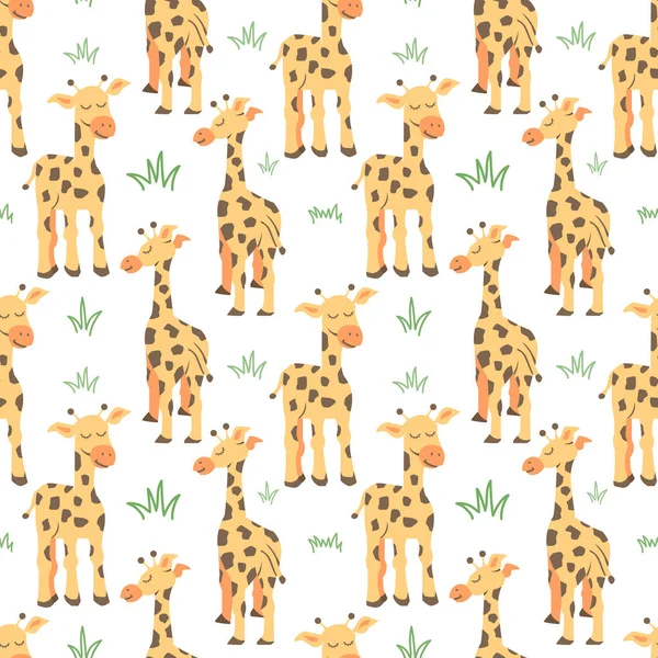 Vector seamless pattern with Couple giraffes, can be used as a print on children 's clothing, vector eps 10 format — стоковый вектор