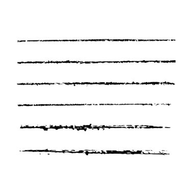 Siyah mürekkepli yatay el fırçaları. Soyut izole grunge çizgileri ya da çizgiler. Vektör illüstrasyonu.