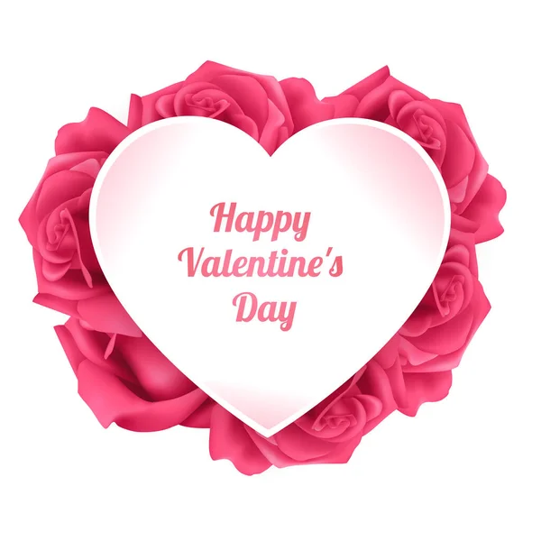 Cartão de saudação feliz Dia dos Namorados com fundo decorado com rosas vermelhas. Ilustração vetorial —  Vetores de Stock