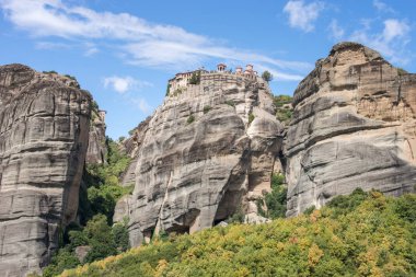 Varlaam Manastırı panoramik, Meteora manastırları, Tırhala, Thessaly, Yunanistan.