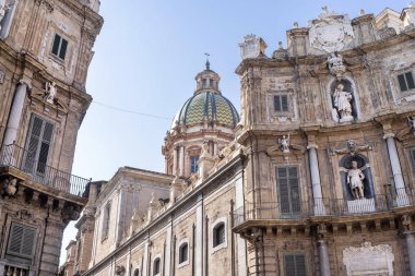 Palermo, Sicilya Quattro Canti veya Four Corners ayrıntılı görünümü
