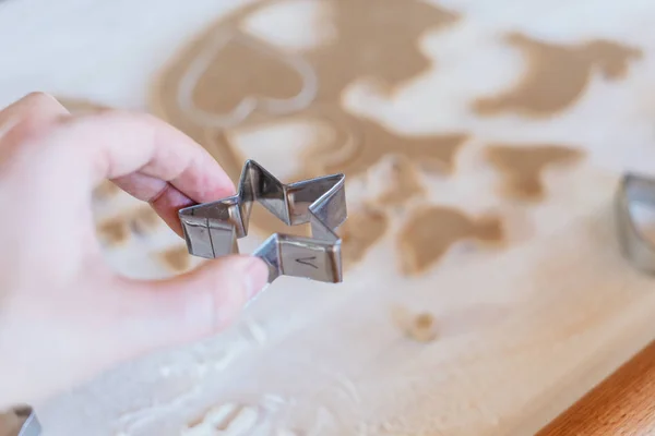 Tradittional home-made gingerbread baking, start dough cutter.