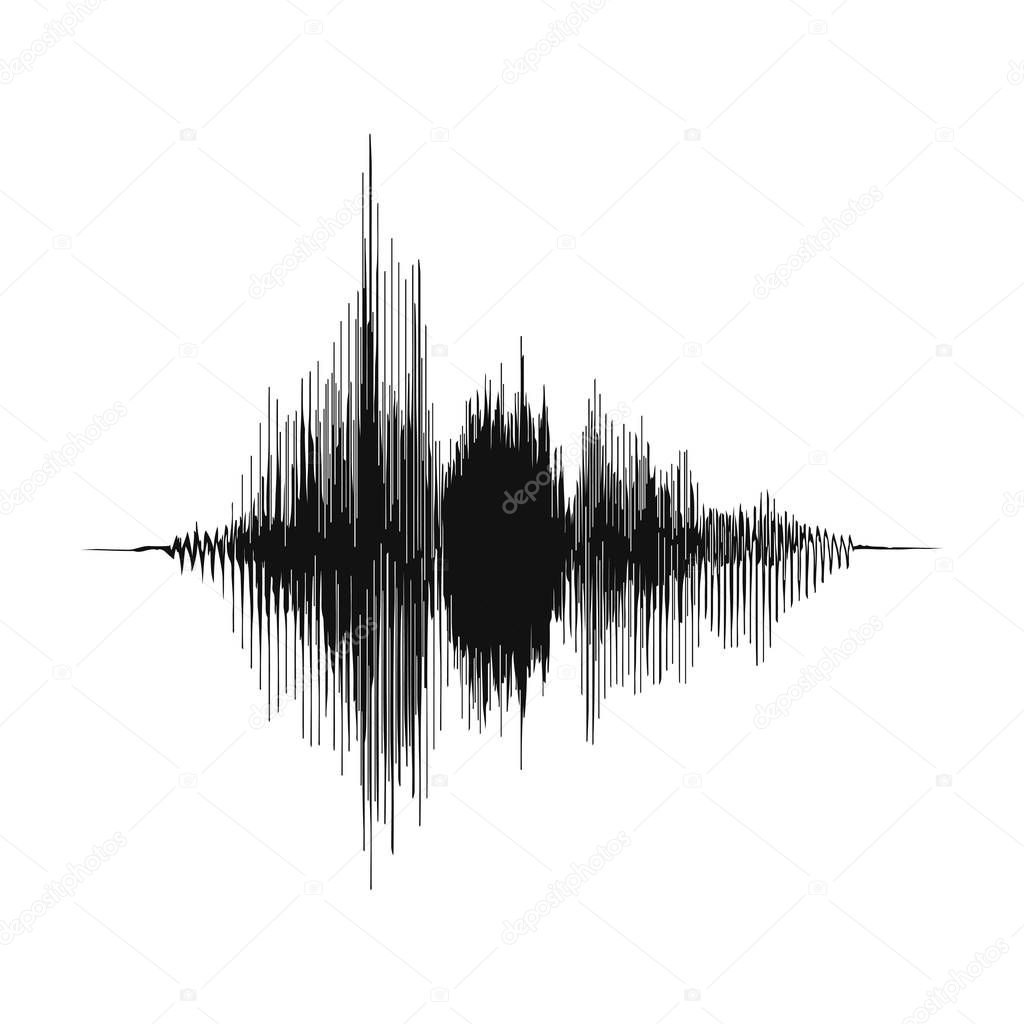 Sound wave. Voice recording concept and music recording concept. Amplitude of analog audio wave. Vector