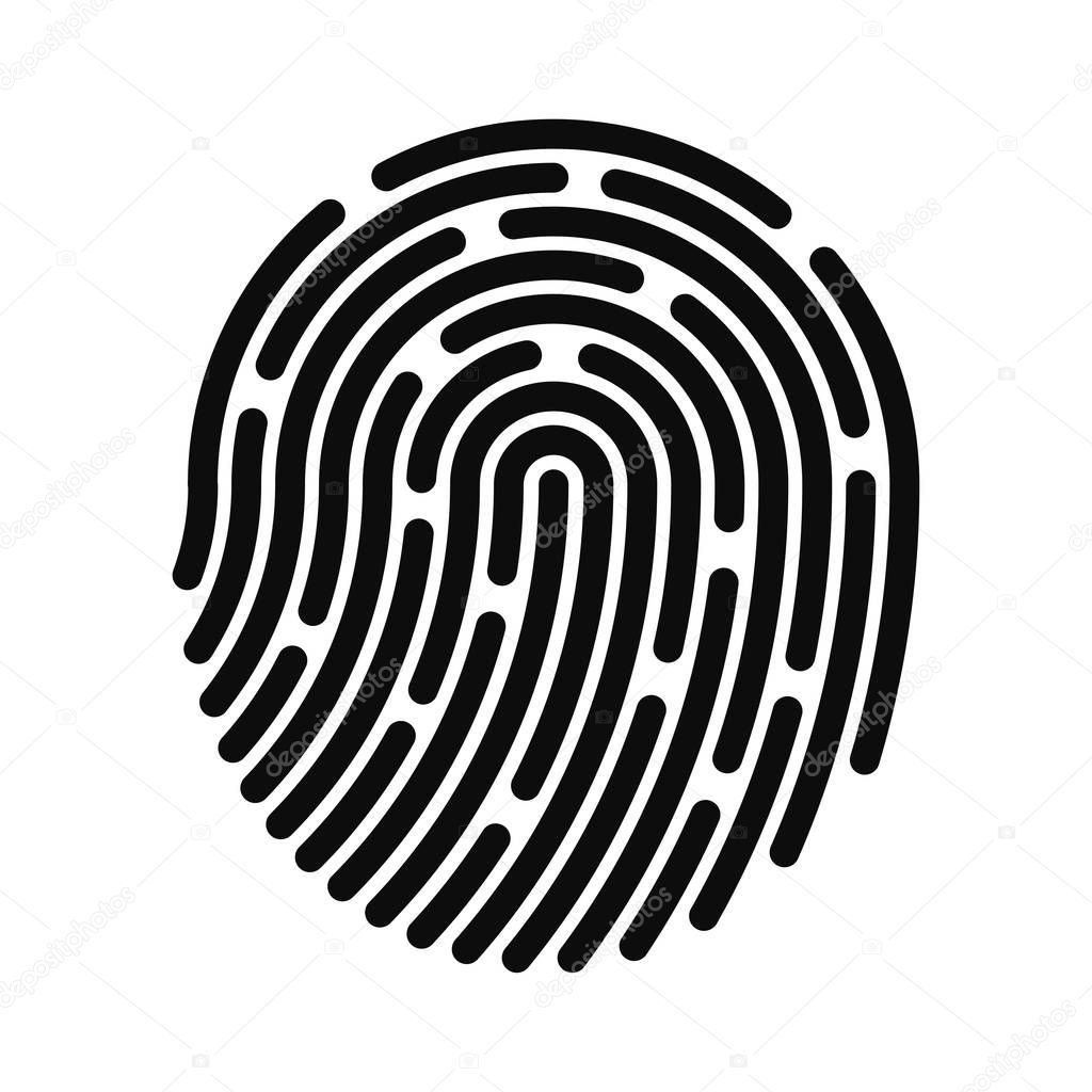 Fingerprint icon. Fingerprint identification system. Digital and cyber security, biometric authorization. Vector