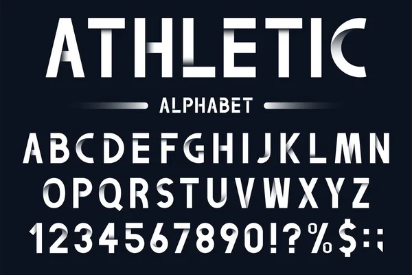 Современный Геометрический Шрифт Стиле Оригами Атлетический Спортивный Алфавит Цифрами Вектор — стоковый вектор