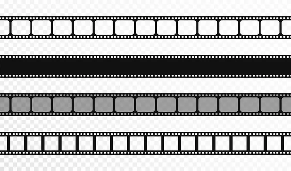 透明背景上的无缝胶片条 老式电影院和照片磁带 复古胶片带 — 图库矢量图片