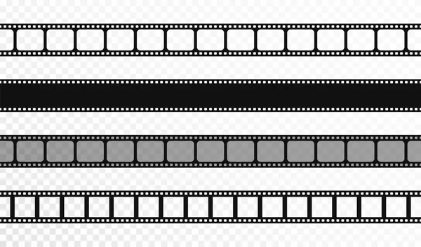 Bandes Film Sans Couture Sur Fond Transparent Cinéma Vintage Bande — Image vectorielle