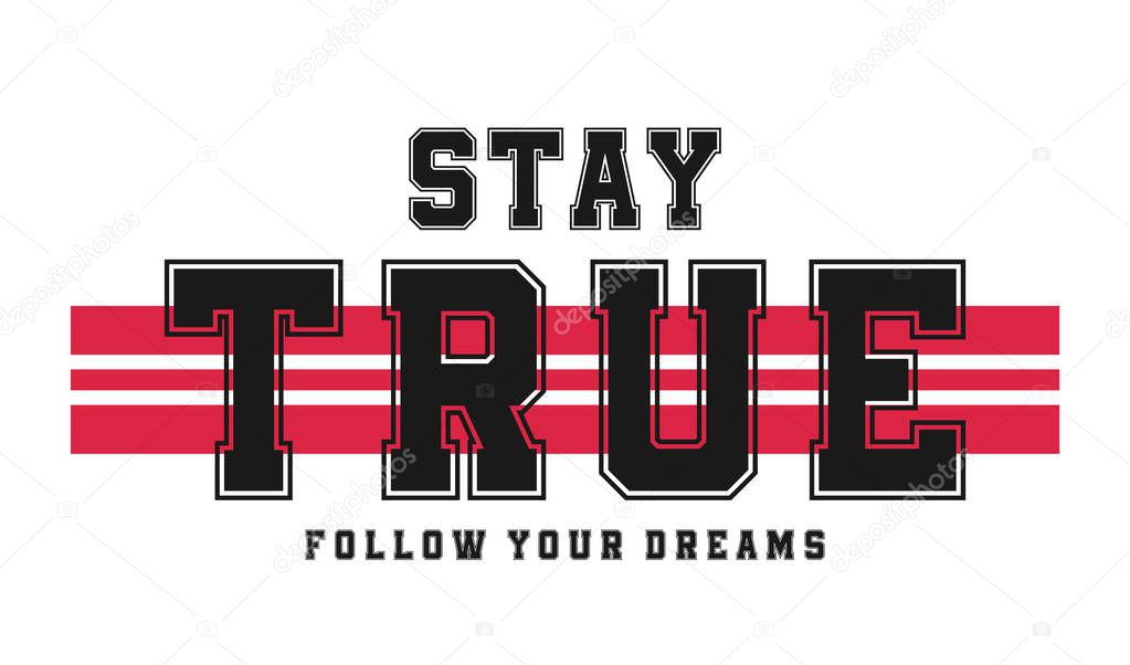Slogan graphic for t-shirt print. T-shirt design with slogan. New York, modern typography for tee print with stripes and grunge texture. Varsity style. Vector