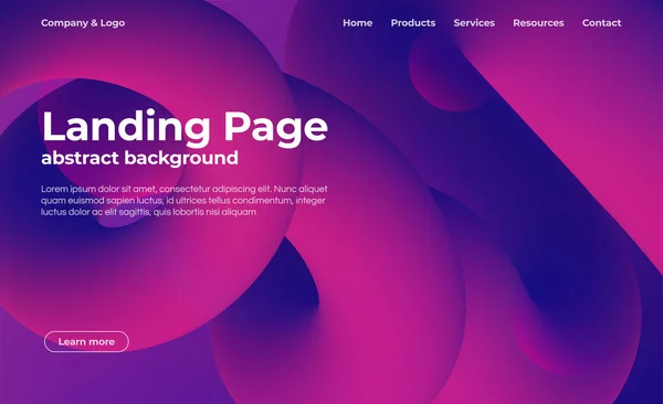 Landingpage Vorlage Abstrakter Hintergrund Mit Fließenden Formen Flüssiger Abstrakter Hintergrund — Stockvektor