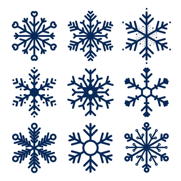 Ανυσματικά Εικονίδια Νιφάδες Χιονιού Σύνολο Υφή Νιφάδες Για Διακόσμηση — Διανυσματικό Αρχείο
