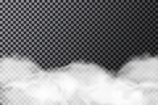 Nube Humo Sobre Fondo Transparente Niebla Realista Textura Niebla Aislada — Vector de stock