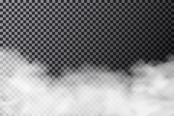 透明背景上的烟云 背景上隔离的逼真的雾或雾纹理 — 图库矢量图片