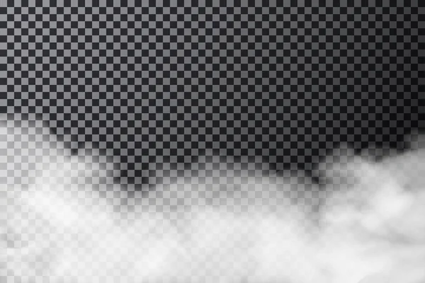 Nube Humo Sobre Fondo Transparente Niebla Realista Textura Niebla Aislada — Vector de stock