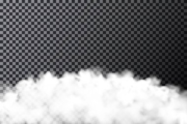 Saydam arka plan bulut duman. Arka plan üzerinde izole gerçekçi sis sis dokusu veya. Vektör