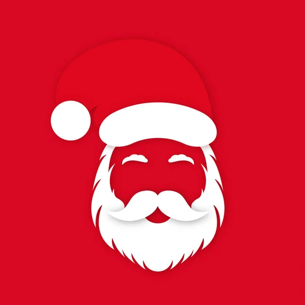 Weihnachtsmann Mit Hut Auf Rotem Hintergrund Weihnachtsmann Mit Üppigem Bart — Stockvektor