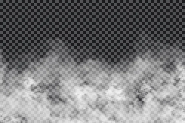 Fumez Des Nuages Sur Fond Transparent Brouillard Réaliste Texture Brumeuse — Image vectorielle