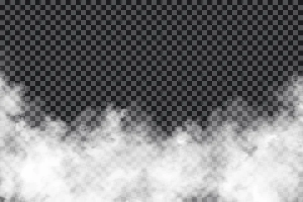 Nubes Humo Sobre Fondo Transparente Niebla Realista Textura Niebla Aislada — Vector de stock