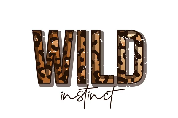 Shirt Design Met Leopard Print Slogan Shirt Met Leopard Huidtextuur — Stockvector