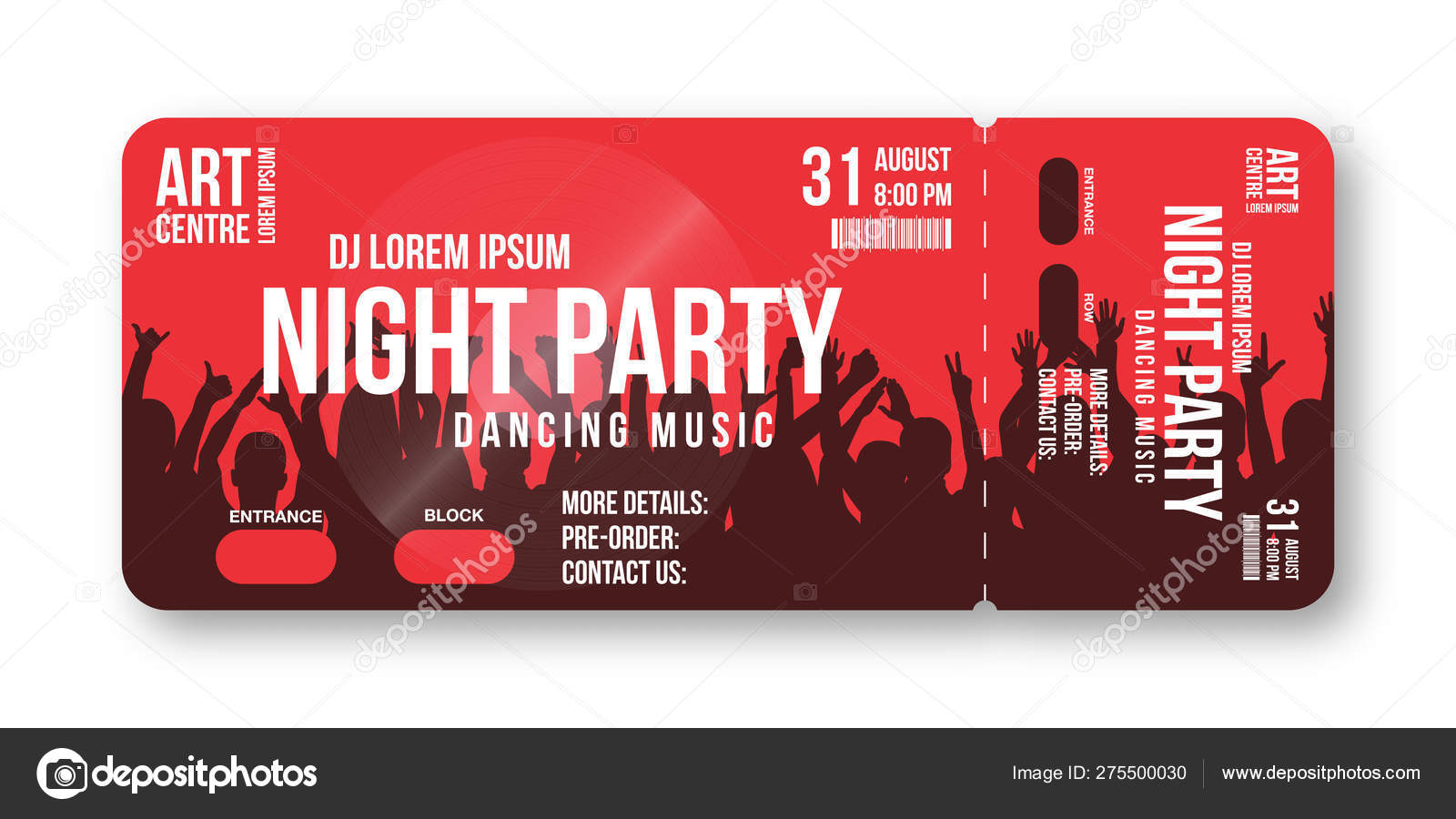 Concert Ticket Template Concert Party Disco Or Festival Ticket Design Template With People Crowd On Background Entrance To The Event Stock Vector Image By C Yevgenij D 275500030
