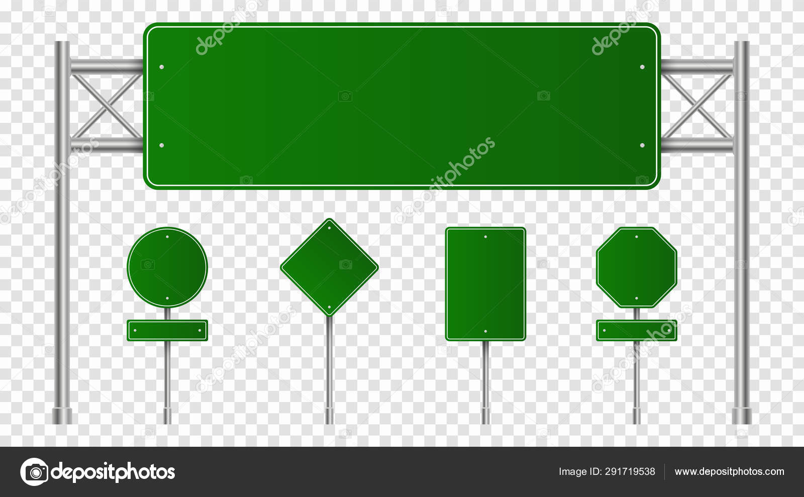 Set Of Green Road Signs Blank Traffic Signs Highway Boards Signpost And Signboard Realistic Traffic Signs Isolated On Transparent Background Stock Vector Image By C Yevgenij D