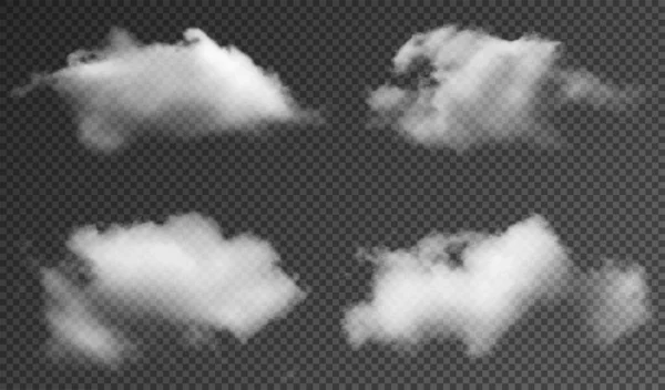 Realistische Pluizige Wolken Geïsoleerd Transparante Achtergrond Set Van Transparante Wolken — Stockvector