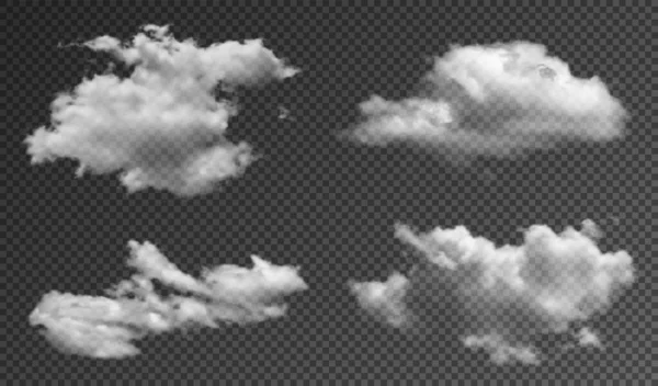 Realistische Pluizige Wolken Geïsoleerd Transparante Achtergrond Set Van Transparante Wolken — Stockvector