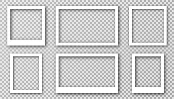 Beyaz Kenarlı Sosyal Medya Için Beyaz Fotoğraf Çerçevesi Gölge Efekti — Stok Vektör