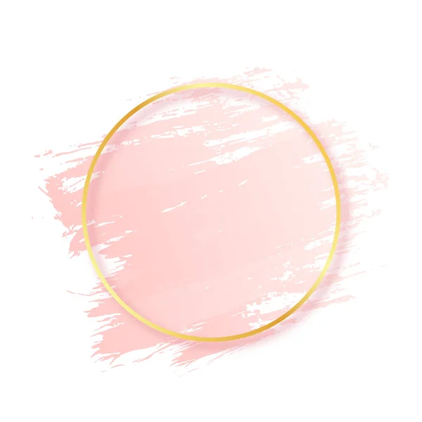 Pink Brush Stroke Golden Frame Abstract Pink Brush Stroke Texture — Stock Vector