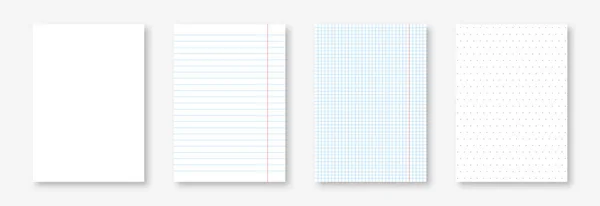 空白笔记本 正方形和点缀 现实的纸页 笔记本页和抄本页 — 图库矢量图片