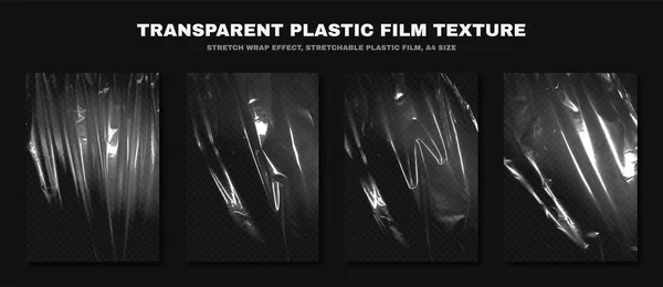 Textura Transparente Filme Plástico Filme Polietileno Elástico Tamanho Efeito Filme — Vetor de Stock