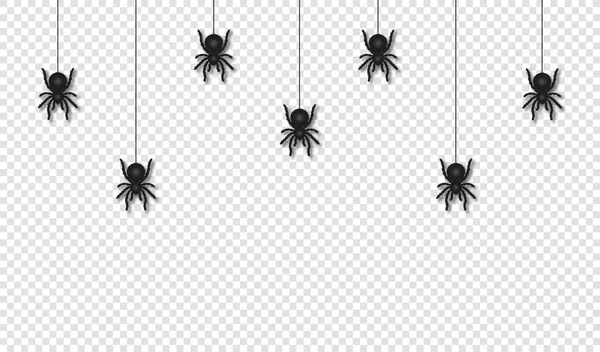 Arañas Colgantes Para Decoración Halloween Fondo Halloween Aterrador Espeluznante Arañas — Archivo Imágenes Vectoriales