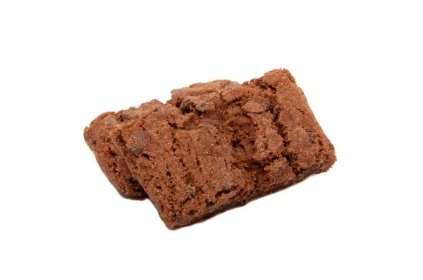 Biscoito Chocolate Saboroso Isolado Branco — Fotografia de Stock