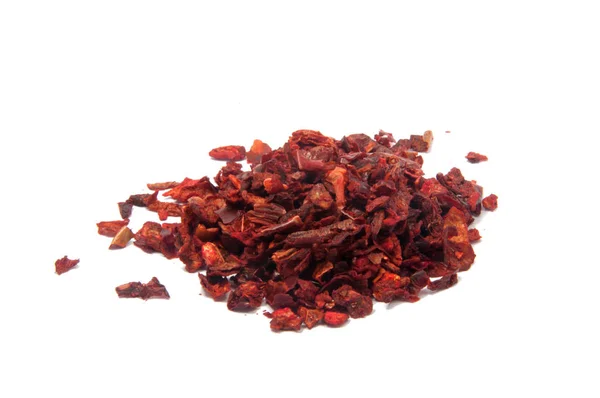 Gedroogde Paprika Paprica Rode Spice Geïsoleerd Witte — Stockfoto