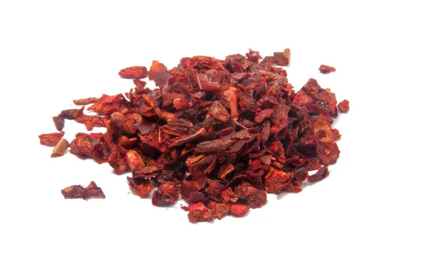 Gedroogde Paprika Paprica Rode Spice Geïsoleerd Witte — Stockfoto