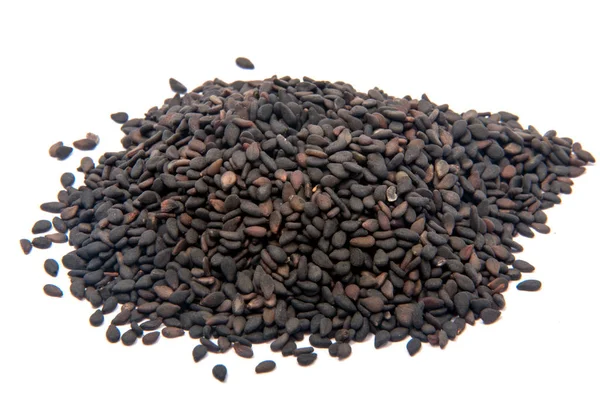 Black Sesame Seeds Isolated White — Stock Photo, Image