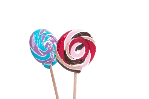 Färgglada Söta Candy Lollipop Isolerat Vitan — Stockfoto