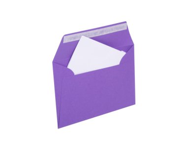 renkli kağıt zarf üzerinde beyaz izole posta yazı için