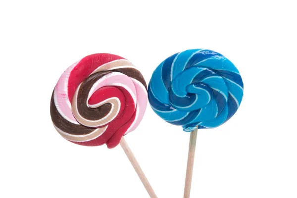 Üzerinde Beyaz Izole Renkli Tatlı Candy Lolipop — Stok fotoğraf