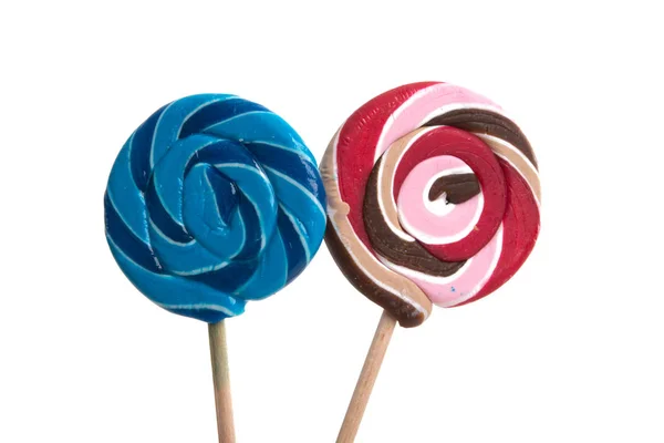 Üzerinde Beyaz Izole Renkli Tatlı Candy Lolipop — Stok fotoğraf