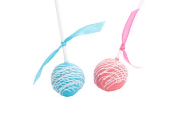 üzerinde beyaz izole kek-pop şeker