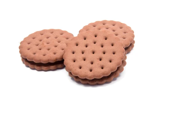 Biscoitos Sanduíche Saborosos Isolados Branco — Fotografia de Stock
